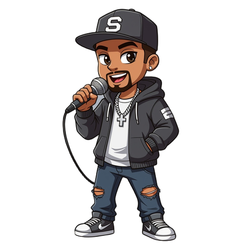 a rapper with a microphone