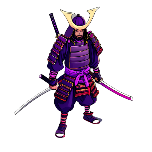 samurai with katana and purple them 