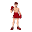male boxer in red shorts