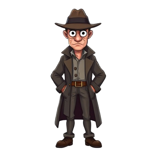 a full body detective with hat 