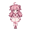 16 bit girl sprite kawaii,pink hair magical girl, harvest moon style