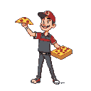 make a sprite sheet of a delivery driver throwing pizza