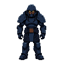 doom marine as an engineer in a dark blue armor