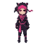 a girl ninja, black and pink suit. rpg.