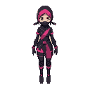 a girl ninja, black and pink suit