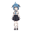 anime girl, blue hair, black skirt