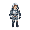 spaceship captain for top down games. in space suit