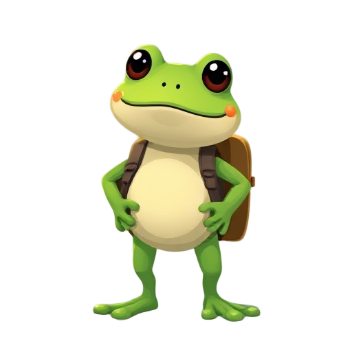 pixel cute frog with backpack