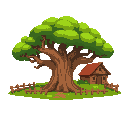 big tree  medieval  designed for a retro style farm simulation game.
