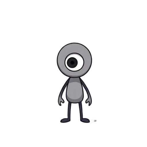 a minimalist character with one eye 