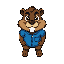 crazy-eyed beaver character in a blue shirt, designed in a vector retro game style — perfect for top-down shooters or arcade games.