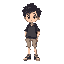 pixle style high school boy with black curly hair