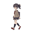 side view, japanese school girl, walking