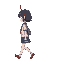 side view, japanese school girl, walking