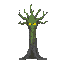  a towering, ancient tree creature with bark skin, glowing eyes humanoid leshy ent