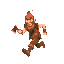 crazy angry lumberjack running with an axe