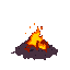 a pile of burnt ashes