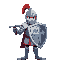 sprite sheet with a knight with the sword and shield