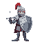 2d sprite sheet with a knight with the sword and shield