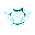glowing cyan rune-shaped armor icon, symmetrical and minimal with digital energy lines