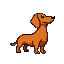 "create a pixel art sprite sheet of a dachshund dog with a hotdog body, in 2d side profile view. the sprite should be in a retro pixel art style with clean lines and vivid colors