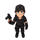a male character in a post-apocalyptic style, wearing simple dark leather armor and a simple army helmet, his arms should be down and he should hold a dark pistol in his right hand.