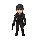 a male character in a post-apocalyptic style, wearing simple dark leather armor and a simple army helmet, his arms should be down and he should hold a dark pistol in his right hand.