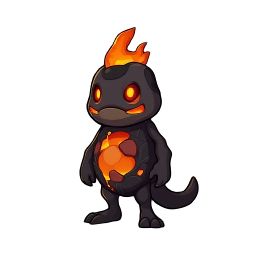 make a 2d sprite for the character where it stands and its producing the lava from the cracks inside 