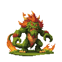 make a 2d titan of  grass and fire looking monster 