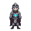 a character, knight with a blue orb in his middle chest.