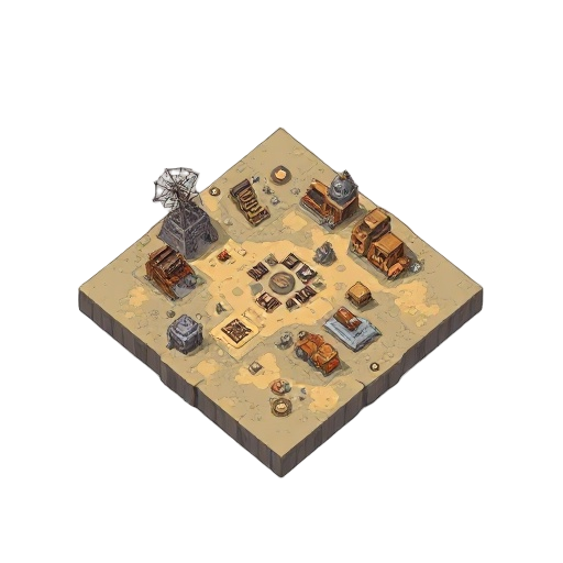 square tilemap of post-nuclear wasteland (top view)