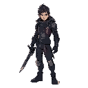 cyberpunk character with sword in hand