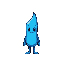 pixel art style of a blue slime do not include any human features