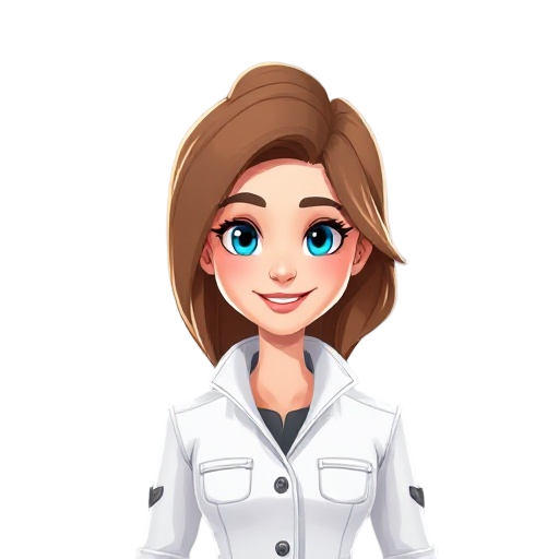 generate an avatar of a politiacn woman who is in a white jacket with brown hair with lighter higlits and blue eyes