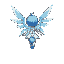 cirno, flying, backview, full body, ice wings, blue hair