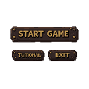 make  a buttons (start game, options, tutorial, exit) use vt323 font for. i will use it in game, vibe of game is dark with knights and nightmares, maybe buttons can have a image of campfire or sword  