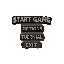 make  a buttons (start game, options, tutorial, exit) use vt323 font for. i will use it in game, vibe of game is dark with knights and nightmares, maybe buttons can have a image of campfire or sword  