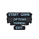 make  a buttons (start game, options, tutorial, exit) use vt323 font for. i will use it in game, vibe of game is dark with knights and nightmares, maybe buttons can have a image of campfire or sword  