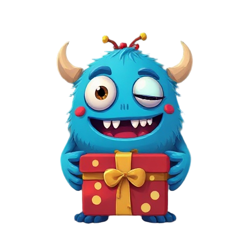 monster looking like a christmas gift
