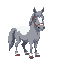 grey horse covered in snow