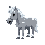 profile view grey horse covered in snow