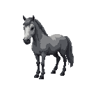 realistic grey horse covered in ash
