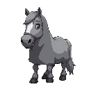 grey horse covered in ash