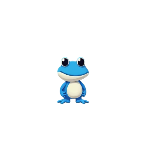 a blue pepe the frog character game sprite for a platformer game