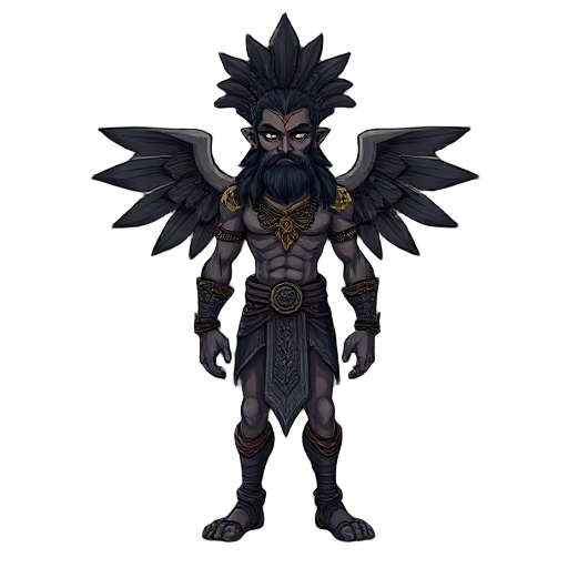 an indian demigod inspired by dark fantasy setting