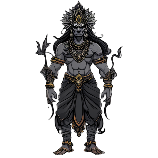 an indian demigod inspired by dark fantasy setting very gothic and horro
