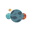 planets of alien or fantasy space cartoon