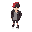 jovem treinador pokémon, boné vermelho e branco, cabelo preto espetado, jaqueta preta com detalhes dourados, camiseta branca, calças moletom, tênis preto e amarelo.