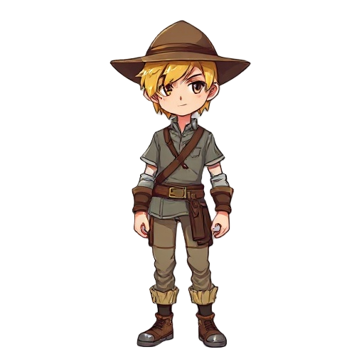male rpg character blonde hair have ahat