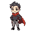 japanese chibi guy with cape in idle